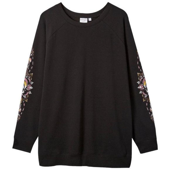 TORRID Mandala Butterfly Super Soft Fleece Black Sweatshirt Size 00 (10) M/L NEW - Picture 6 of 6
